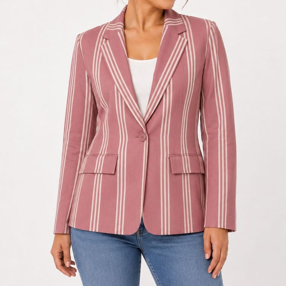 Torrid Jacket Maeve White Striped Blazer Womens Sz 2 Single Button Career Office